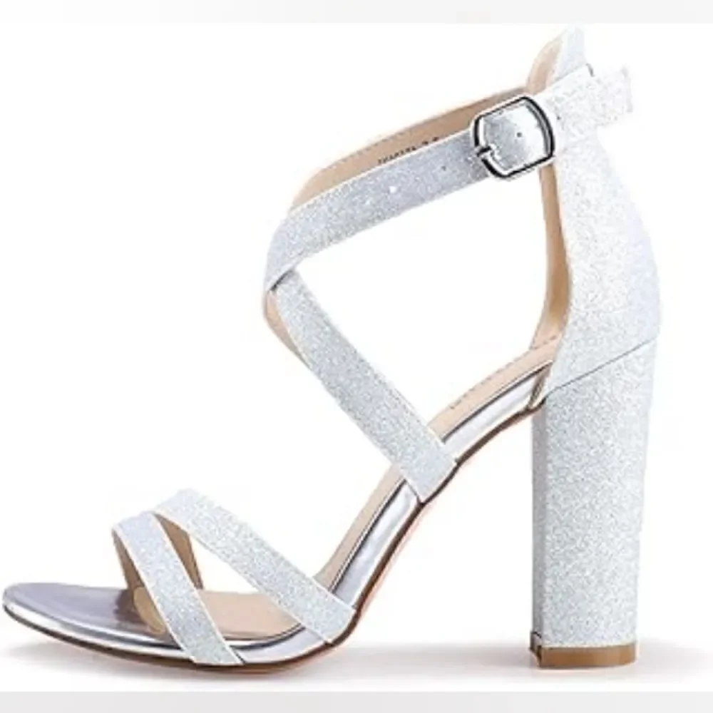 (21-3549) IDIFU Women's Chunky High Heel Sandal Sz 5.5